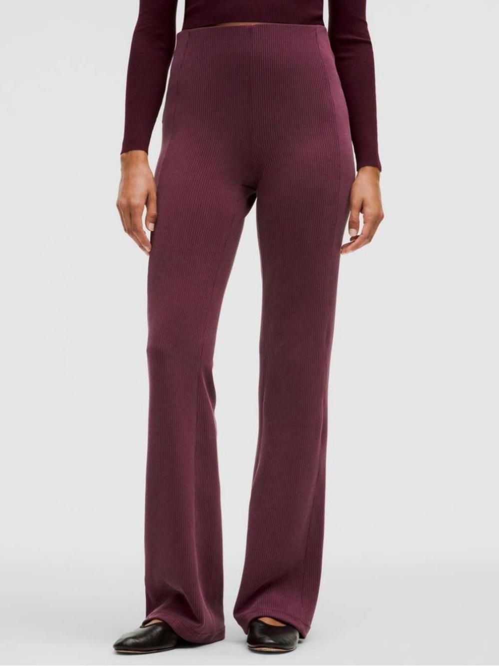 Lululemon Ribbed Softstreme Flared Pant Regular Garnet Peach Fuzz Soft Wide Leg